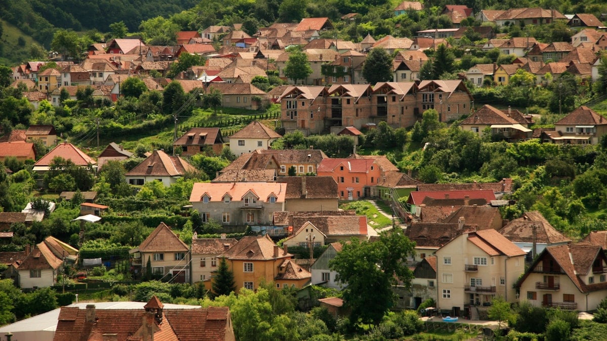 Village houses on hill